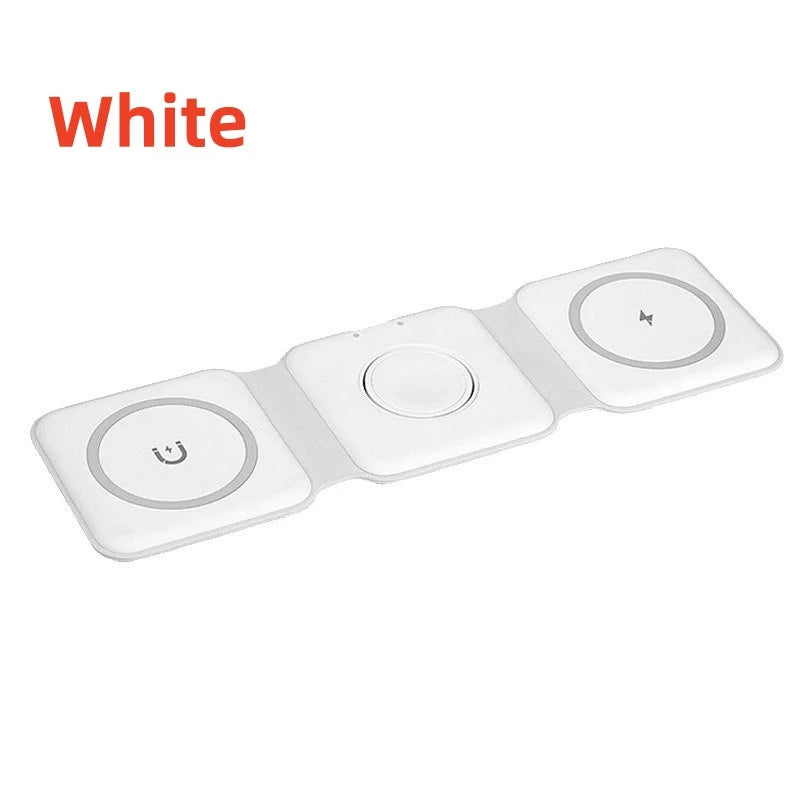 3 in1 Magnetic Foldable Wireless Charger Fast Charging Station Multi-Device Charging Dock for Smart Phones Earbuds Watch Charger