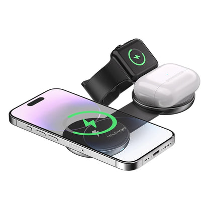 Cargador Magnético 3 en 1 Plegable 15W | iPhone + Apple Watch + AirPods