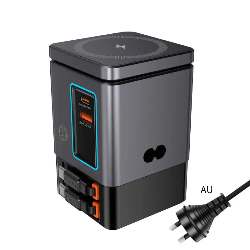 6-in-1 Charging Station with Retractable USB-C Cable Power Combo Tower 105W for Multiple Devices Fast Charger for iPhone Airpod