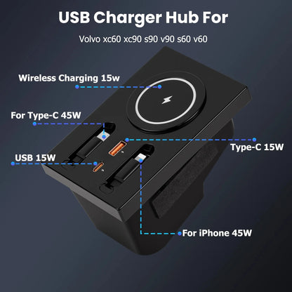 Car Docking Station For Volvo XC60 XC90 S60 S90 V60 V90 Magnetic Adsorption Wireless Charging Holde Fast-Charging Not for 2026