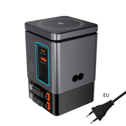 6-in-1 Charging Station with Retractable USB-C Cable Power Combo Tower 105W for Multiple Devices Fast Charger for iPhone Airpod