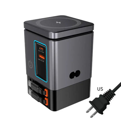 6-in-1 Charging Station with Retractable USB-C Cable Power Combo Tower 105W for Multiple Devices Fast Charger for iPhone Airpod